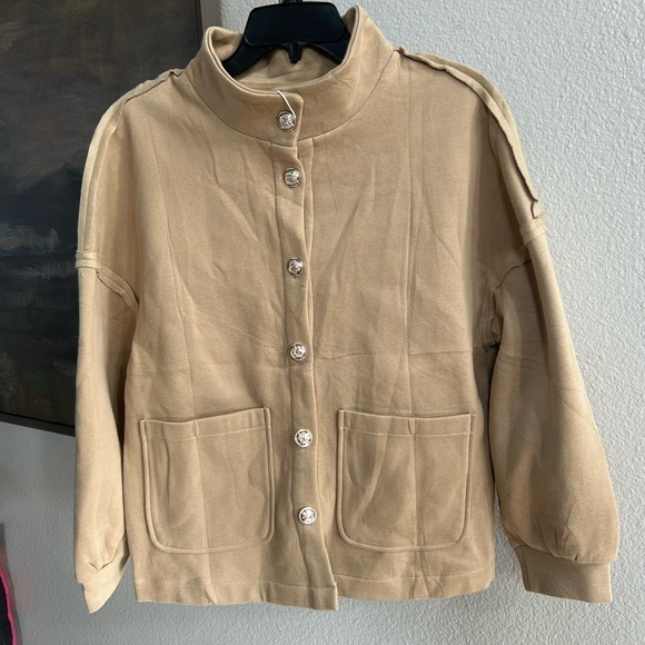 Amazon Jackets & Blazers - NWT Tan Exposed Seam Button-Up Jacket